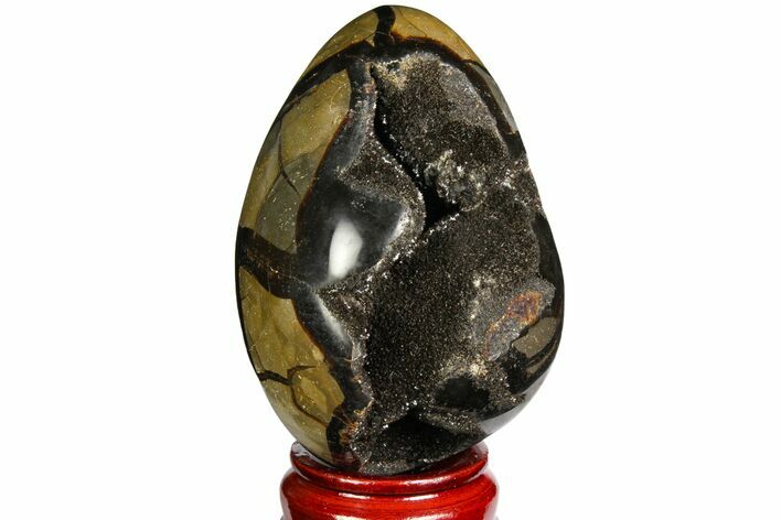 Septarian Dragon Egg Geode - Black Crystals #143157